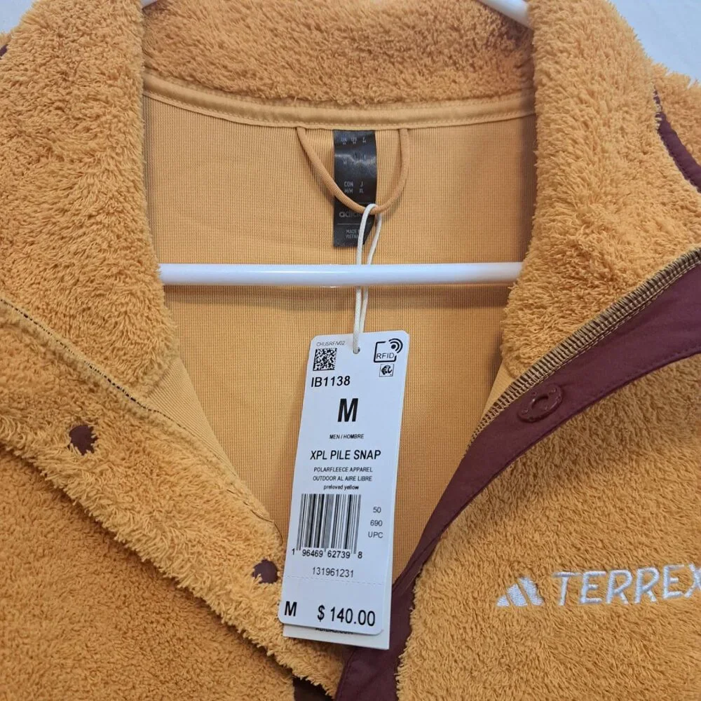 Adidas Men's‎ Terrex XPloric High Pile Snap Fleece Pullover Yellow IB1138 SIZE M